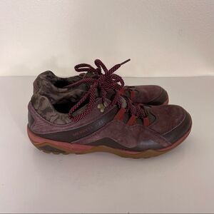 Merrell Plum Red Leather Suede Lace Up Hiking Sneaker Shoes